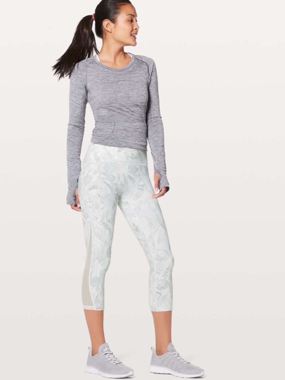 Lululemon Train Times Crop *21" Jasmine White Multi / White  4